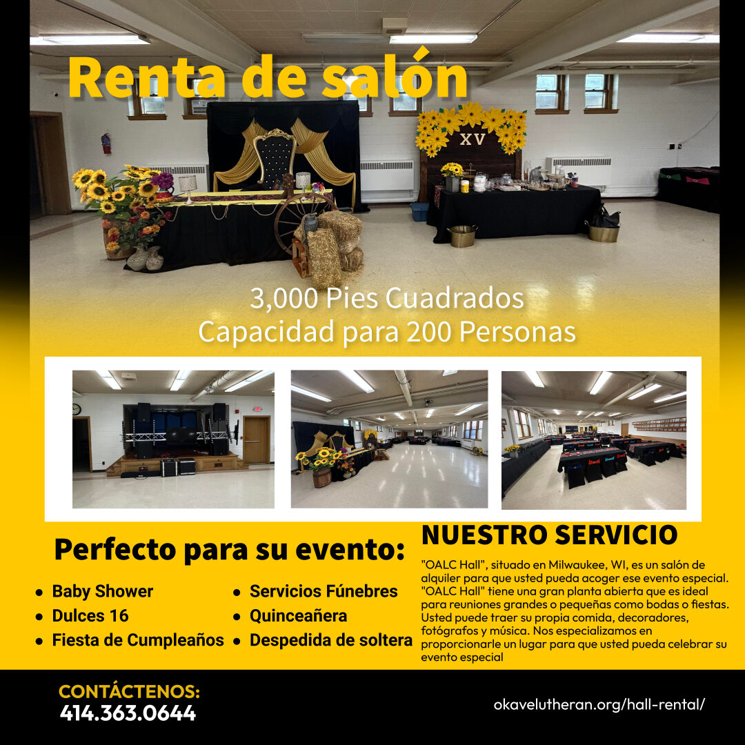 Oklahoma Avenue Lutheran Church, Milwaukee, Lutheran Church, hall rental, weddings